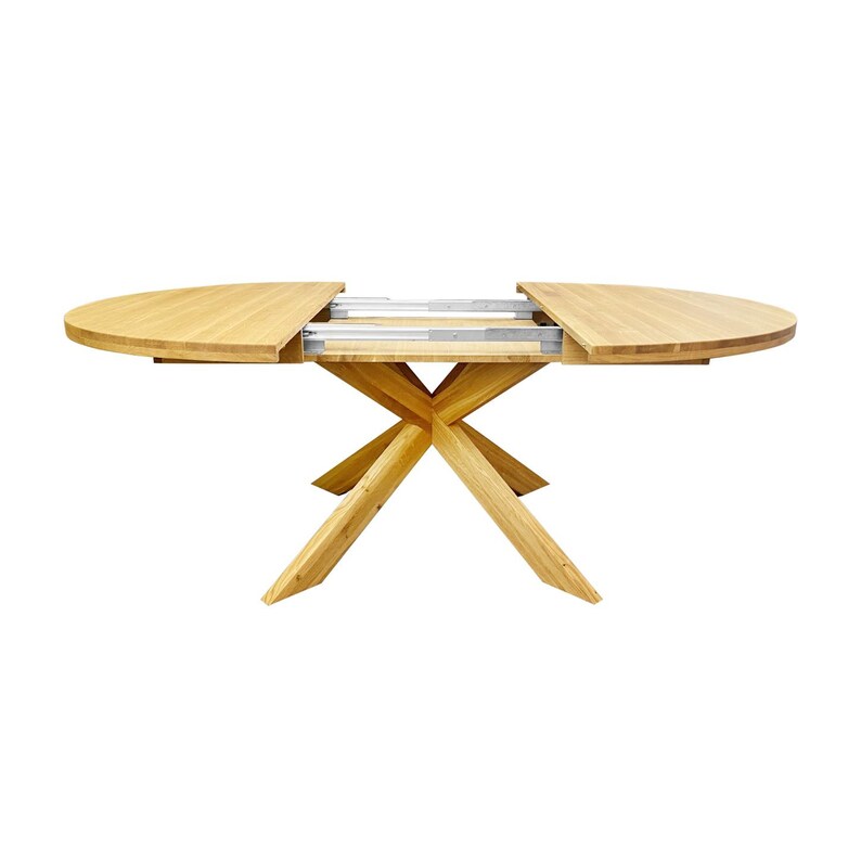 Table a manger extensible ronde bois chêne massif, Runder esstisch ausziehbar massivholz, Mesa de comedor redonda extensible madera maciza 画像 9
