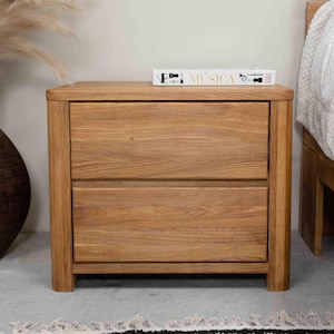 Massivholz Eiche Nachttisch, Nordic Design Nachttisch Schrank Lampe Möbel, Table de Chevet en Bois Massiv, Mesita de Noche