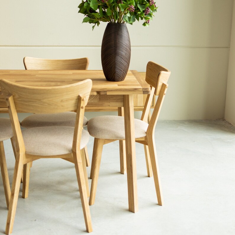 Table a manger extensible bois chêne massif, Esstisch ausziehbar massivholz, Mesa de comedor  extensible madera maciza diseno escandinavo