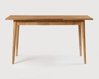 Schreibtisch, Scandinavisch schrijfbureau met 2 lades van massief eikenhout, Bureau en bois de chêne, Escritorio de madera maciza roble