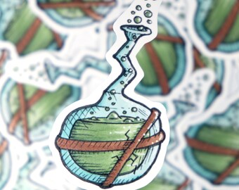 Groene sticker fantasiedrank fles gestanst