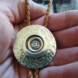 Solid Silver Snail Bolo with Leather Straps