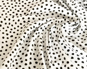 Black & White Polka Dot Print Jersey - Printed Organic Cotton - Stretch Jersey Knit Fabric