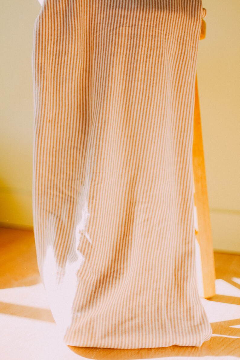 Beige and White Striped Organic Cotton Rib Knit Fabric