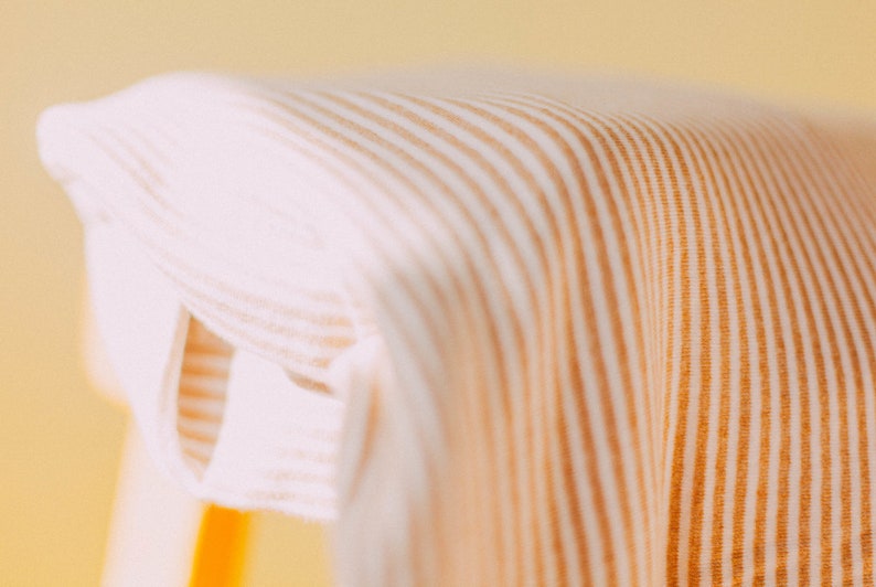 Beige and White Striped Organic Cotton Rib Knit Fabric