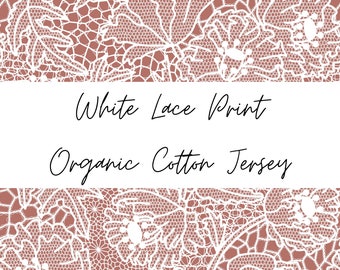 Lace Print Jersey - Printed Organic Cotton - Stretch Jersey Knit Fabric