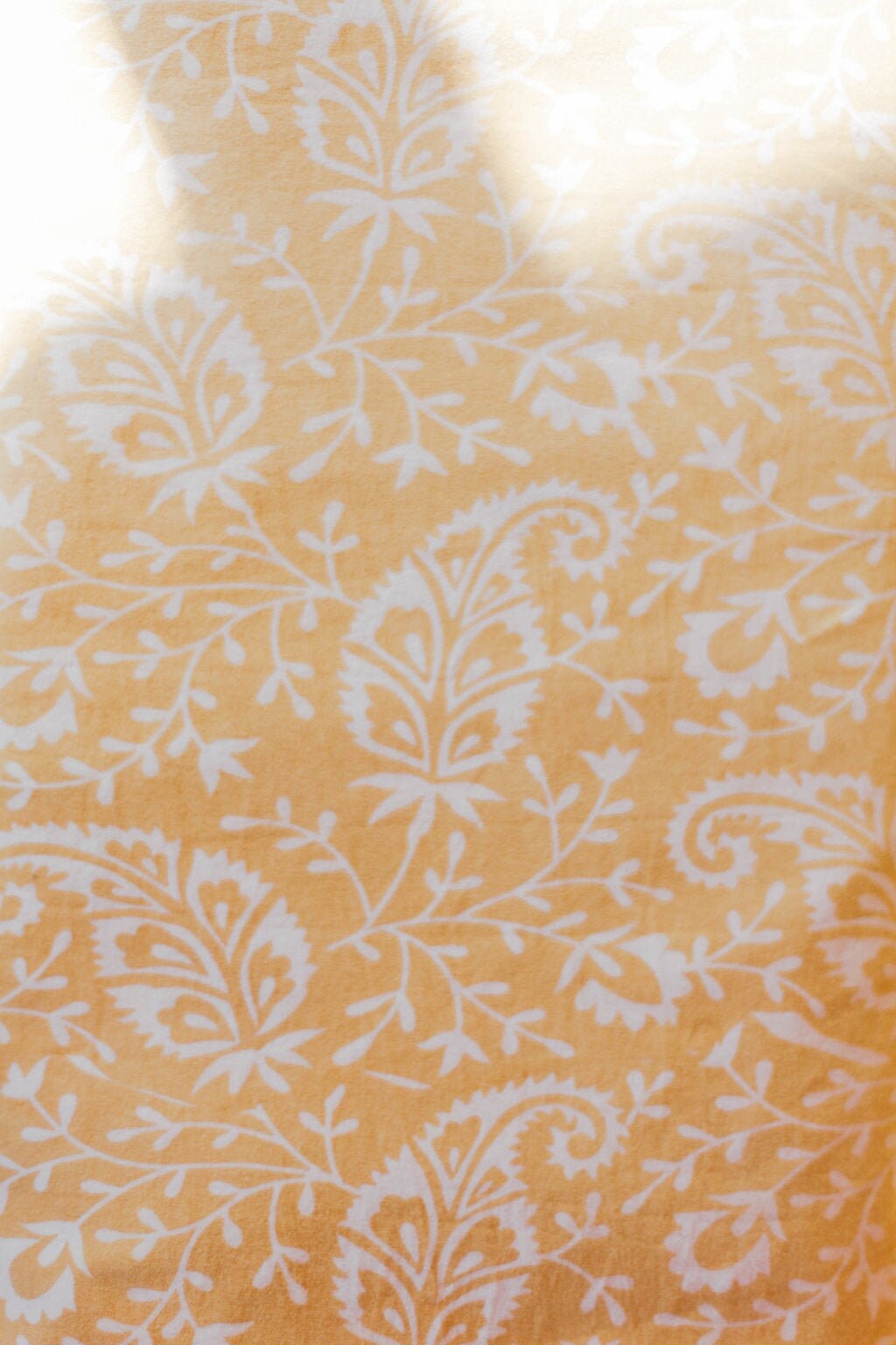 Stretch Jersey Fabric Gold Paisley Naturally Dyed Organic Cotton Prints