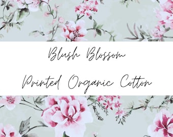Blush Blossom Floral Print Jersey - Printed Organic Cotton - Stretch Jersey Knit Fabric
