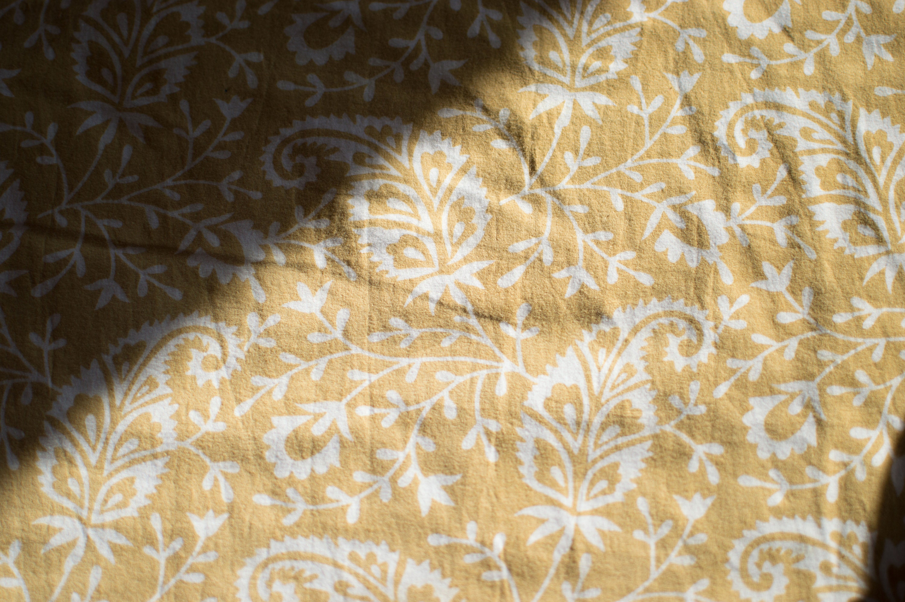 Stretch Jersey Fabric Gold Paisley Naturally Dyed Organic Cotton Prints