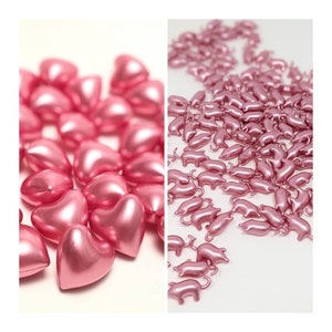 Bath beads, rose scent, floral bath beads, moisturizing soy oil, relaxation, romantic gift, hearts or pigs