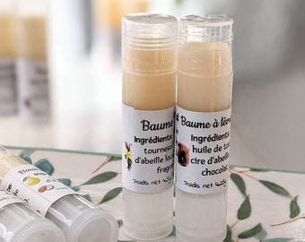 Duo or set of varied and natural lip balms, fragrances of your choice, strawberry-raspberry, vanilla-chocolate fondant, etc.