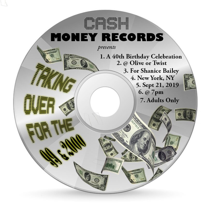 Cash Money Taking Over For The 99 00 Hip Hop Birthday Party Invite