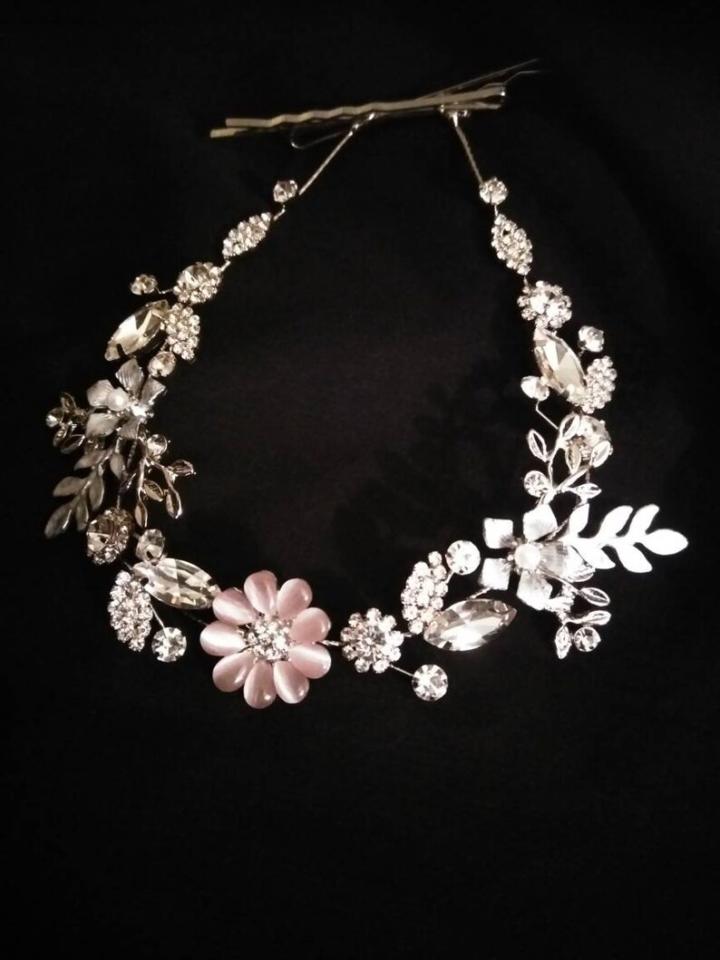 Handmade Hair Vine Bridal Boho Delicate Crystal Enamel Leaf Cluster Lush Wedding Headpiece Dress Women Headband