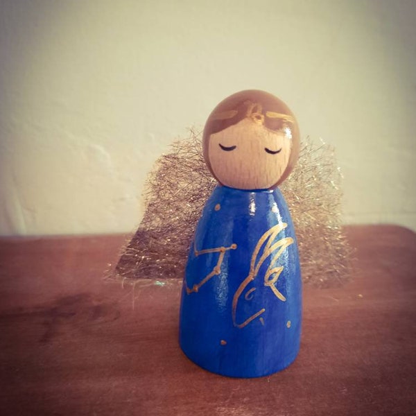 Star sign fairy gift, hand painted solid wood peg doll zodiac mantlepiece ornament decoration