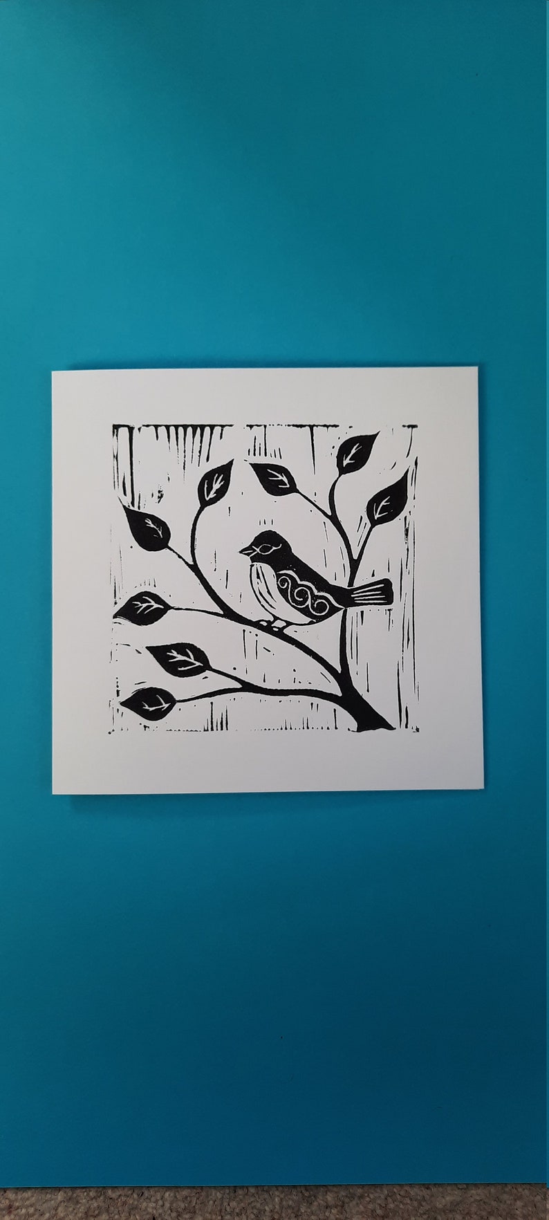 Pic Lino Cut Print Card, Original Artwork Greetings Card image 8