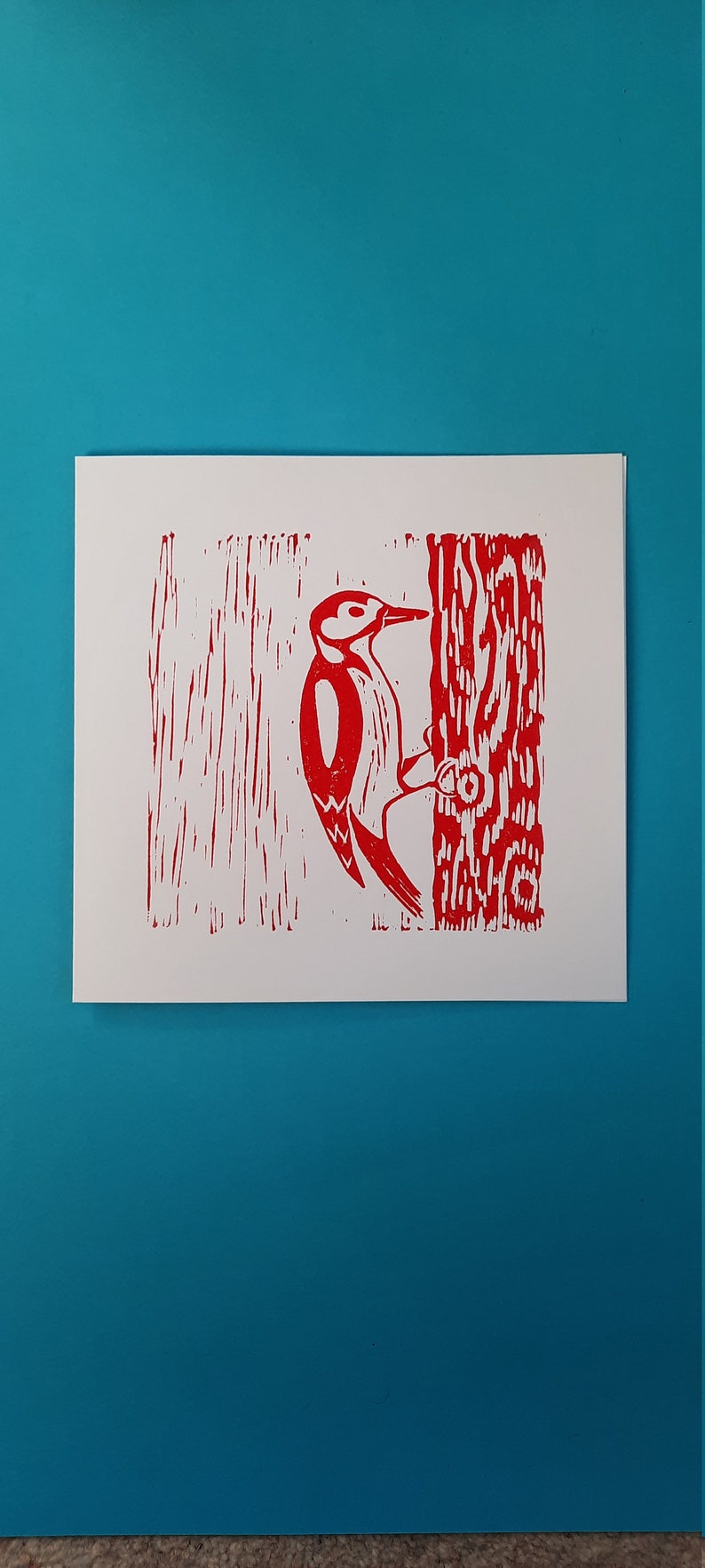 Pic Lino Cut Print Card, Original Artwork Greetings Card image 6