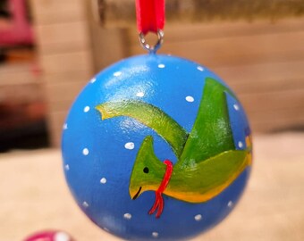 Boules de dinosaures peintes à la main, décoration d’ornement de Noël en bois massif, peut être personnalisé, ptérodactyle, t-rex, tyrannosaurus rex