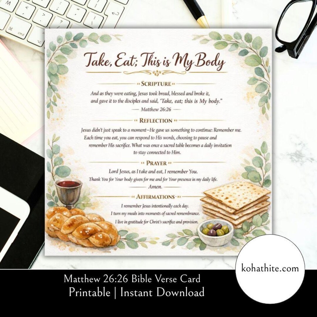 Matthew 26:26 Bible Verse Card - Communion Printable – Take Eat This is ...