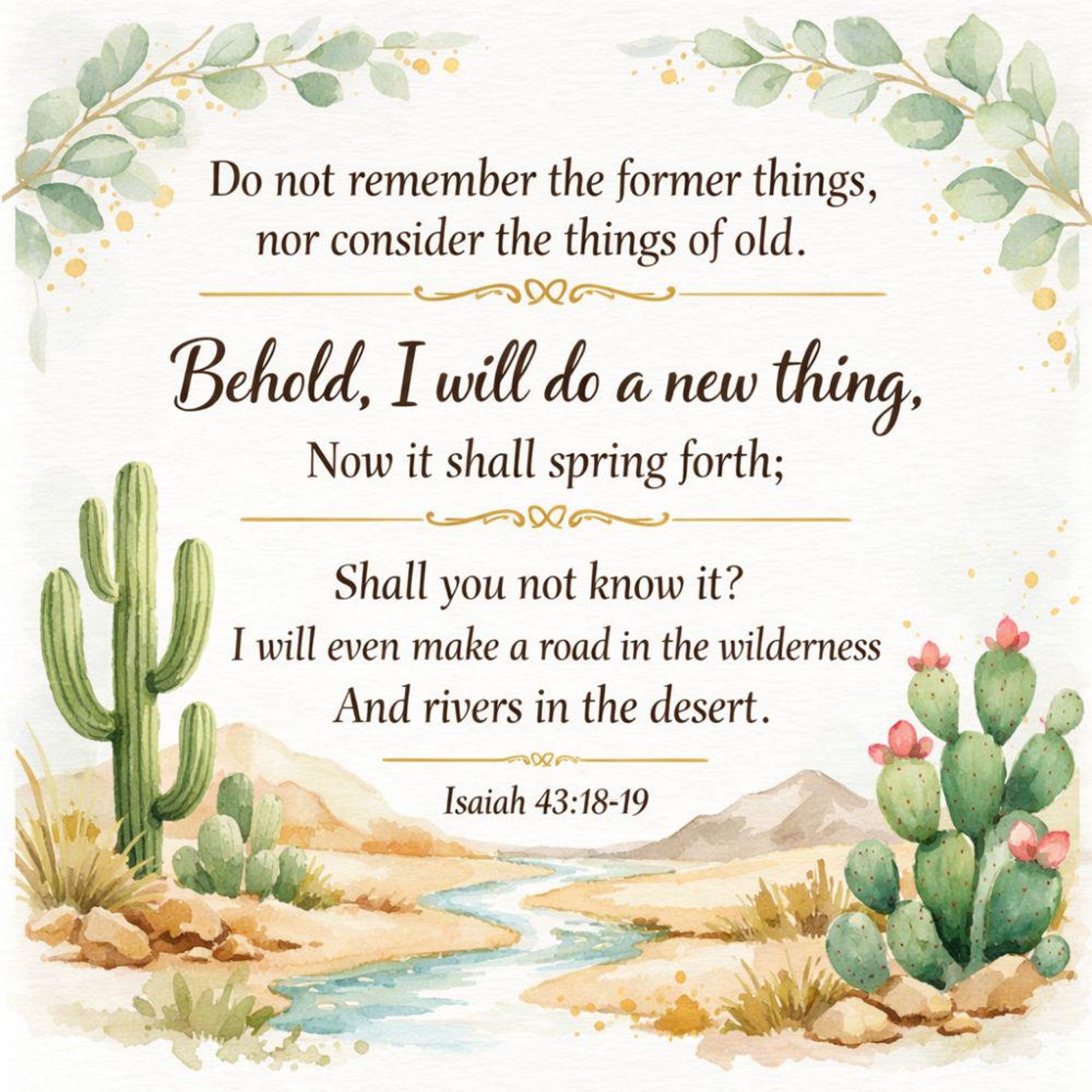 God is Doing a New Thing, Isaiah 43:18–19 Printable Card, Desert ...