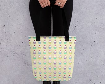 New Medium Handmade Decorated Donuts Treats Denim Tote Bag