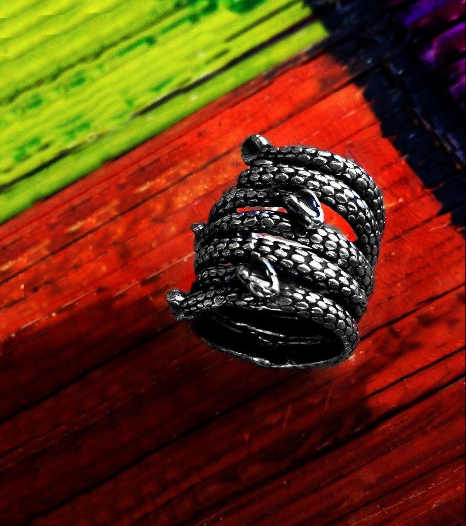 Serpent Ring Black Snake Ring Snake Lover Gift Reptile Etsy