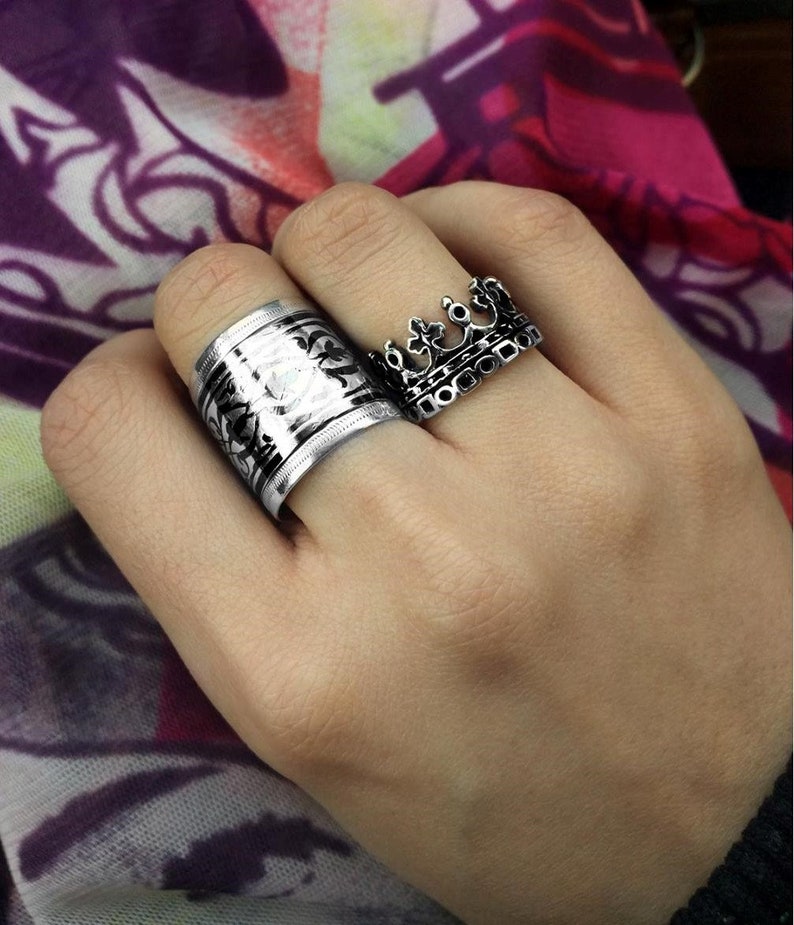 Unique Crown Silver Jewelry Crown Giftanti Tiara Ring King Crown Ring Royalty Filigree Ring Handcrafted Crown Ring Antique Crown Ring