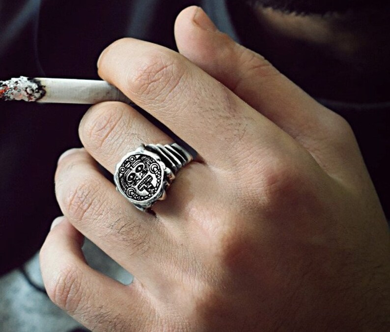 Mayan Men's Silver Ring Aztec Sun Ring Aztec Unique Etsy