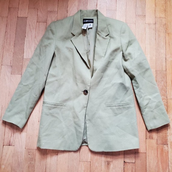 Vintage Mint Green Wool Blazer Jacket Single Butt… - image 2