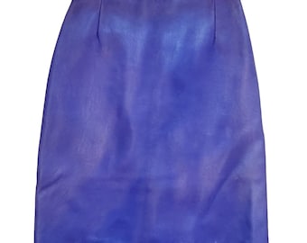 Vintage Royal Solid Purple Pencil Skirt Genuine Leather Western Colorful