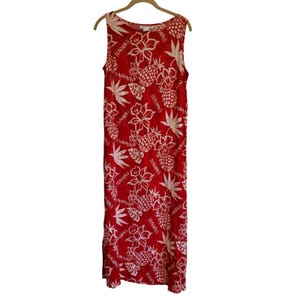 Vintage 90s Red White Hawaiian Tropical Floral Tank Dress Women&#39;s Size Medium