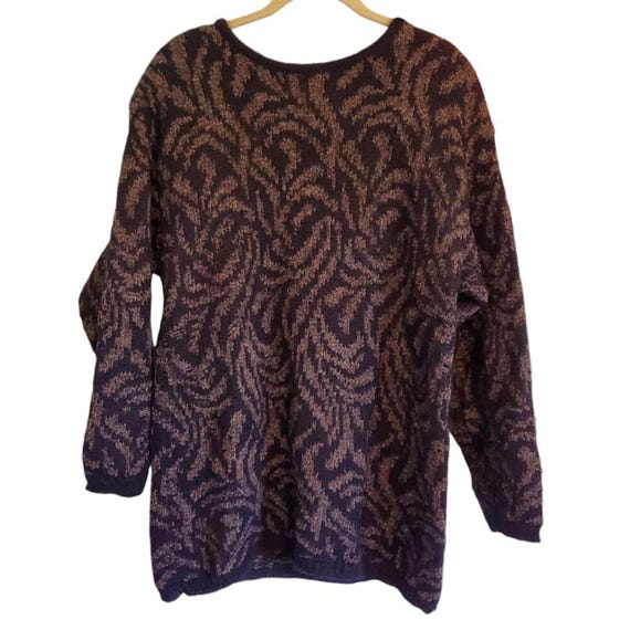 Vintage Black Gray Patterned Long Line Mohair Ble… - image 1