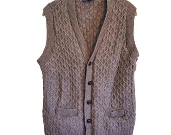 Cardigan senza maniche vintage in maglia di lana grigia Pendleton Light Academia