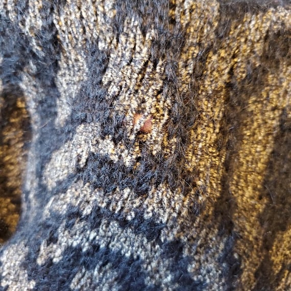 Vintage Black Gray Patterned Long Line Mohair Ble… - image 3