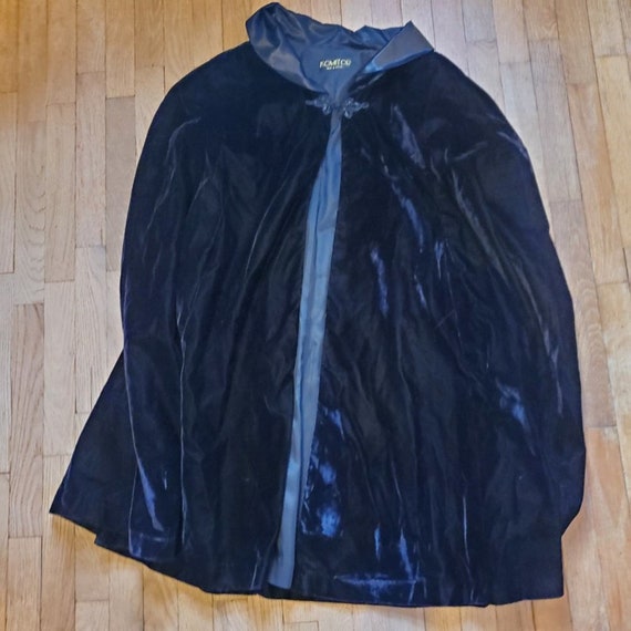 Vintage 80s 90s Black Crushed Velvet Cape Size 1X… - image 9