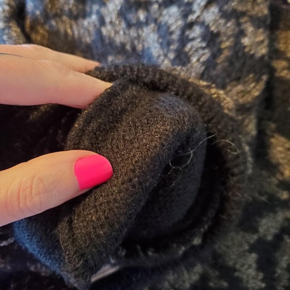 Vintage Black Gray Patterned Long Line Mohair Ble… - image 2