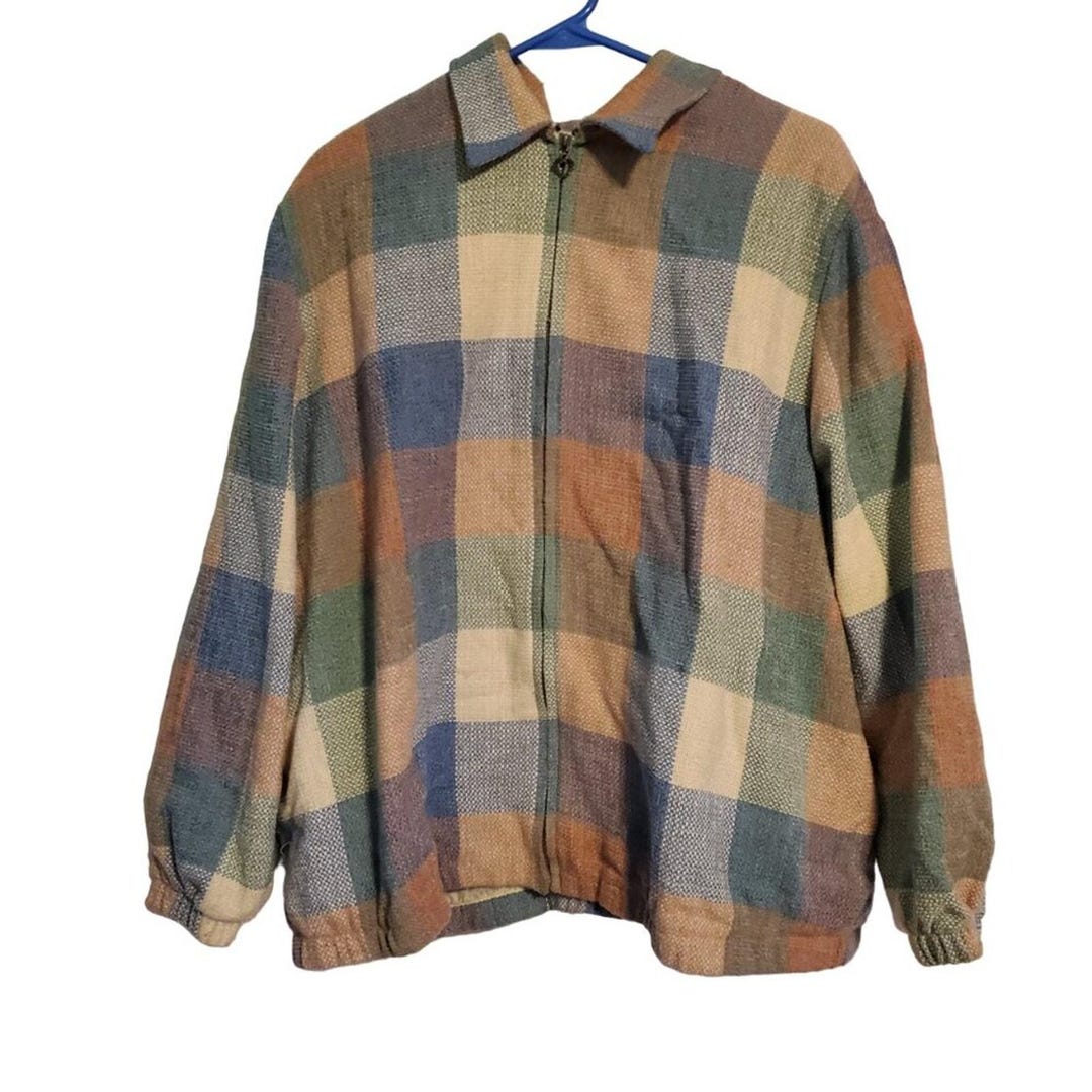 Vintage Pastel Checkerboard Plaid Zip up Jacket Kawaii Women's Size 22 ...