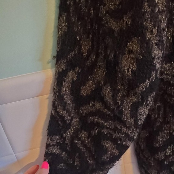 Vintage Black Gray Patterned Long Line Mohair Ble… - image 5