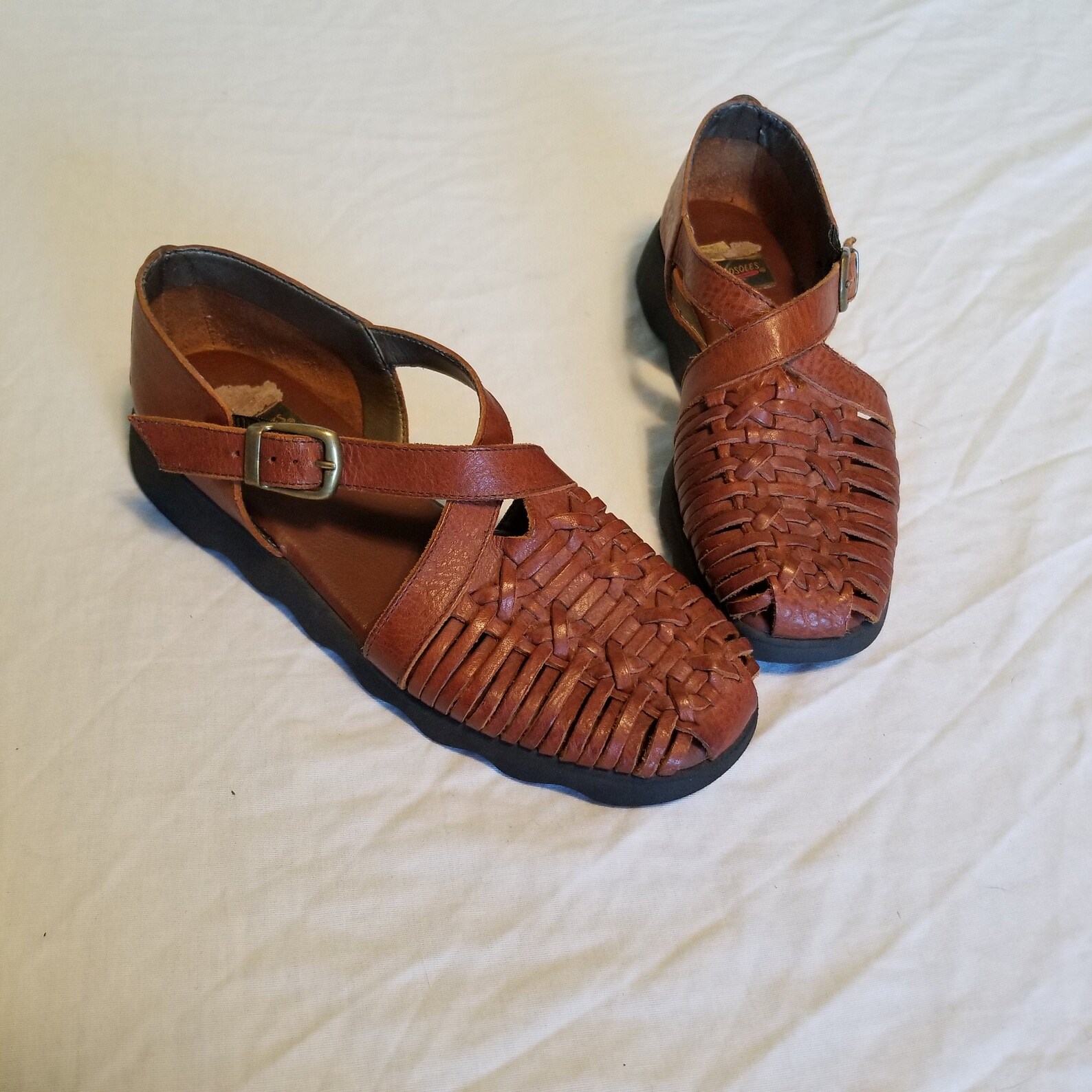 brown woven sandals