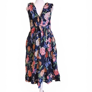 navy blue pink dress Isabelle Navy Pink Flower Float Sleeve Maxi Dress – Scarlett & Jo main image 1