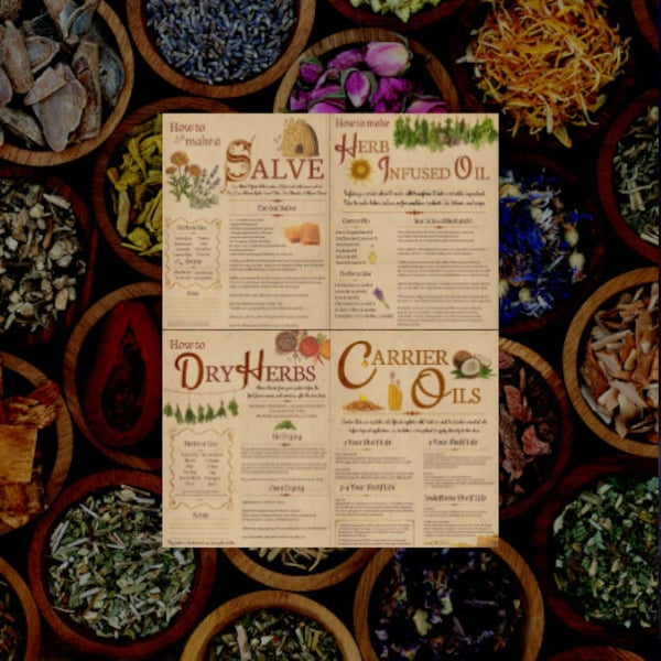 Book of Shadows Pages, How to Pages, Digital Download, Grimoire Pages, Instant Download, How to Salve/ Herb Infused Oil, Green Witch