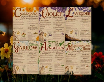 Páginas del Libro de las Sombras, Grimorio de Flores, Descarga Digital, Páginas de Grimorio, Grimorio de Hierbas, Descarga Instantánea, Lavanda, Caléndula, Violeta