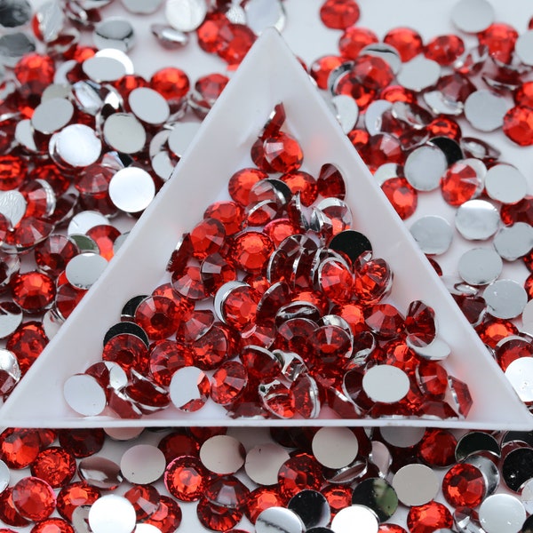 Resin Deep Red Non-Hot fix Rhinestones | 1000 pcs | Resin Rhinestones, Bling, Embellishments, Nail Art | 2mm | 3mm | 4mm | 5mm |