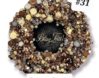 Brown Sugar #31 Pearl Rhinestone Mix | Embellishments | Pearl Sizes 3-10mm | Rhinestone sizes 3-5mm | Mixed Colors