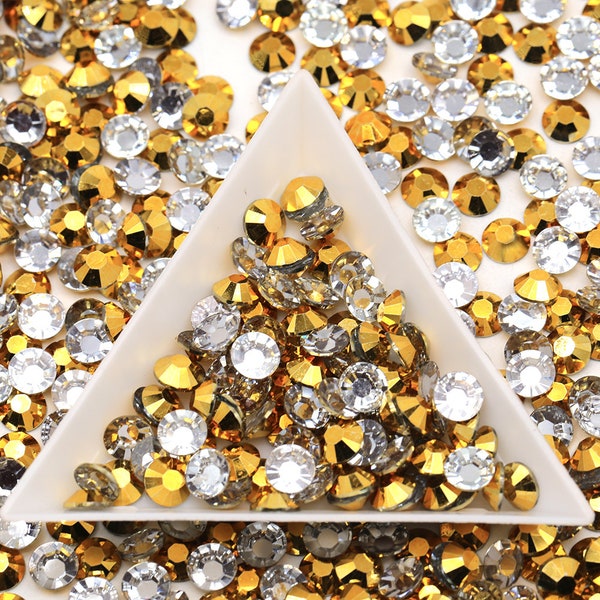 Resin Gold Plated Non-Hot fix Rhinestones | 1000 pcs | Resin Rhinestones, Bling, Embellishments, Nail Art | 2mm | 3mm | 4mm | 5mm |