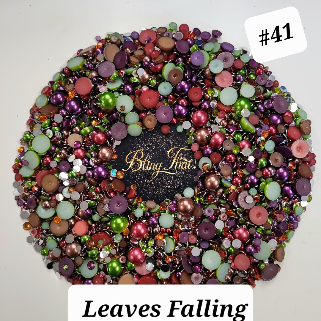 Pink Rhinestones Falling Leaves Falling 41 Pearl Rhinestone Mix Embellishments Pearl Sizes 3 ...