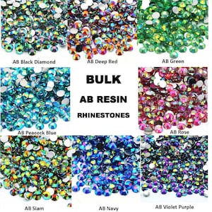 AB RESIN BULK 5000 pcs/3000 pcs Non-Hot Fix | 2mm | 3mm | 4mm | 5mm | Flat back | Resin Rhinestones | Embellishments | Bling | Nail Art