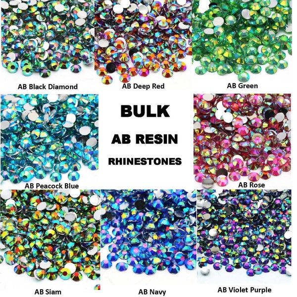 AB-Resin BULK 5000 Stück / 3000 Stück Non-Hot Fix | 2mm | 4mm | 4mm | 5mm | Flache Rückseite | Harz Strasssteine | Verzierungen | Schmuck | Nagelkunst