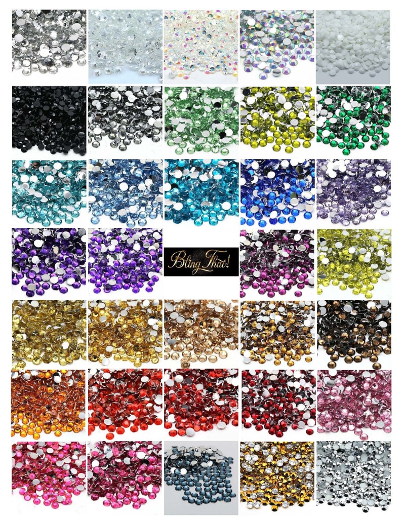 RESIN BULK 5000 pcs/3000 pcs - Resin Non-Hot Fix | 2mm | 3mm | 4mm | 5mm | Flat back | Resin Rhinestones | Embellishments | Bling | Nail Art 