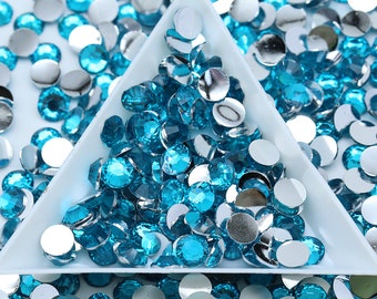 Resin Peacock Blue Non-Hot fix Rhinestones | 1000 pcs | Resin Rhinestones, Bling, Embellishments, Nail Art | 2mm | 3mm | 4mm | 5mm |