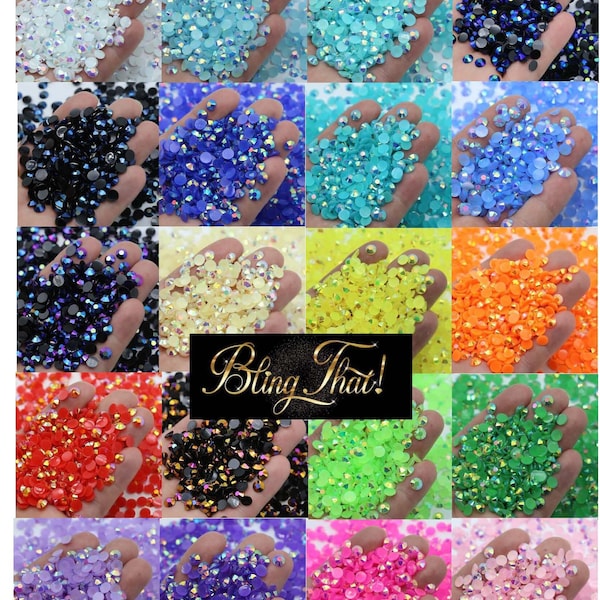 JELLY BULK 5000 piezas/3000 piezas No-Hot Fix / 2mm / 3mm / 4mm / 5mm / Parte posterior plana / Pedrería de resina / Adornos / Bling / Nail Art